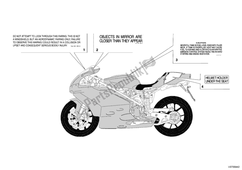 Todas as partes de Etiquetas De Aviso Eua do Ducati Superbike 749 R USA 2006